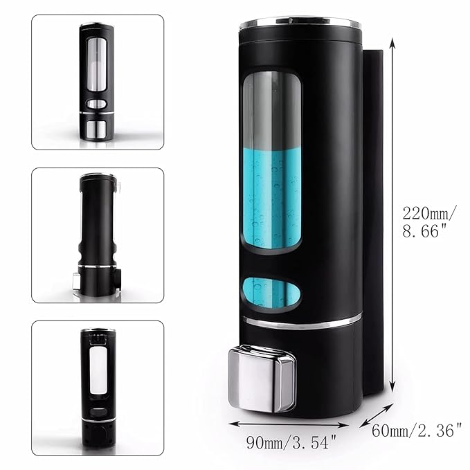 RRPLAST Soap Dispenser Wall Mounted 700 ml Conditioner, Gel, Shampoo, Liquid, Lotion Dispenser (Black, White)