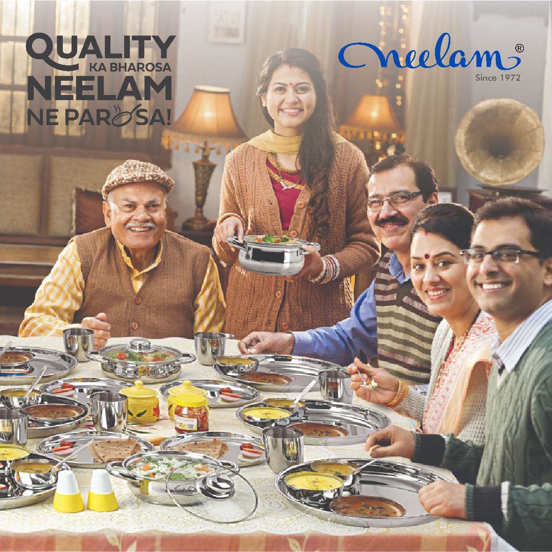 Neelam Stainless Steel 24 Gauge Classic Dinner Set, Silver, Durable, Dishwasher Safe, Ideal Gifting Dinner Set for Anniversary, Wedding, Housewarming Party.