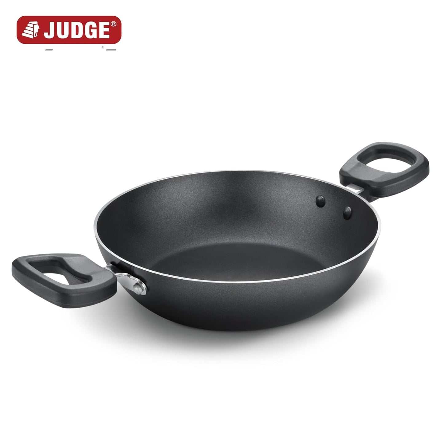 Judge by Prestige 26Cm (3.2L) Everyday Non-Stick Kadhai | Low Oil Cooking | Easy to Clean | Cool Touch Handles, Black