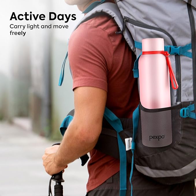 Pexpo Bravo 1000 ISI Certified Stainless Steel Water Bottle - 980ml | Double Wall Vacuum Insulated Flask | Hot & Cold Thermos | Leakproof | Ideal for Home, Office, Gym, Outings - Baby Pink