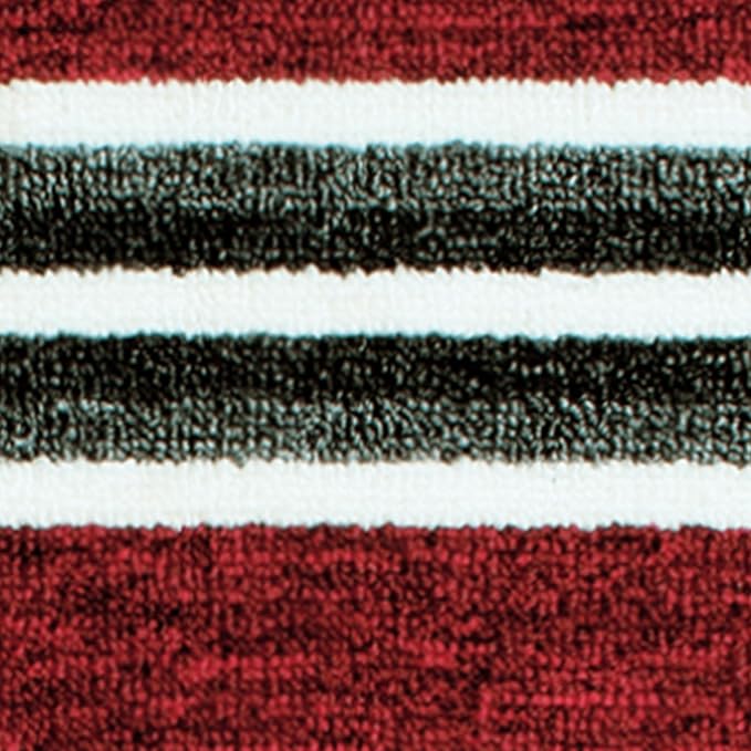 Soft Anti-Skid Nylon Bath Mat |Water Absorbent Bathroom Mats Anti Slip - Set of 1, 57 x 37 cm, Red Stripes Design |Ideal for bathrooms, Showers, Kitchens, and Door mats