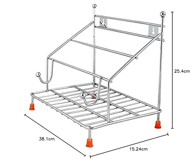 4-in-1 Stainless Steel Chakla Belan Tawa Chimta Stand for Kitchen - Wall Mount Rack for Rolling Pin, Board, Tong Holder (NHSP)
