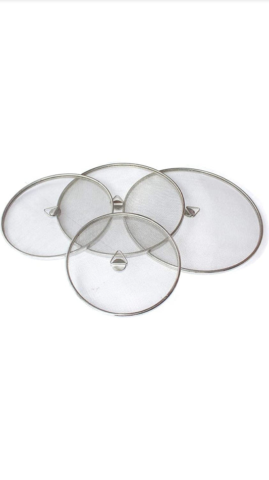 RRPLAST STAINLESS STEEL NET COVER SET OF 4 PIECE 8 inch, 9 inch, 10 inch, 11 inch Lid Set, Pack of 4 (Stainless Steel)