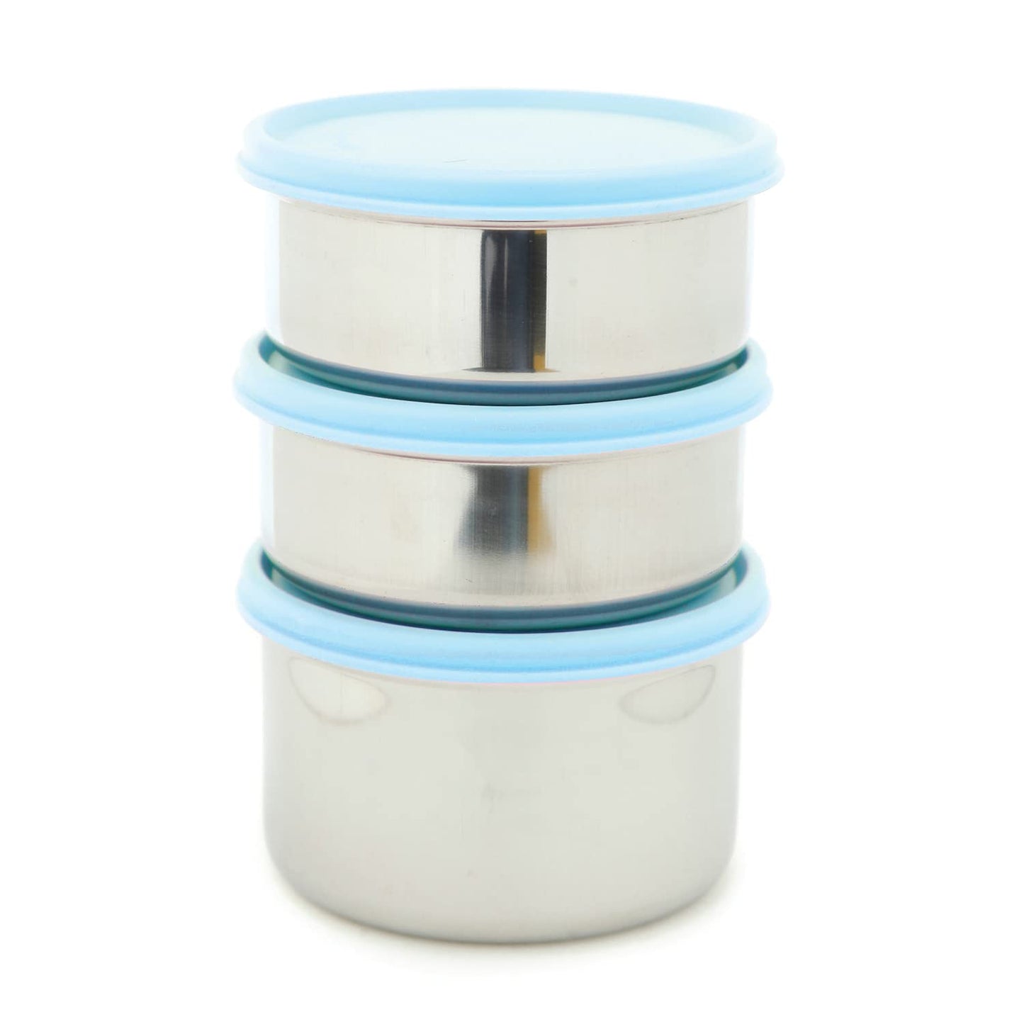 Gluman Steel Lunch Box | 3 Steel Containers with BPA-Free Lids (500 ml, 350 ml & 350 ml) | Ideal for Office, School, College | Leakproof Insulated Lunch Box with Fabric Bag (Blue)