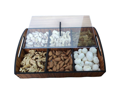 RRPLAST Dryfruit And Multipurpose Box - Primium Wooden Storage Box (Brown)