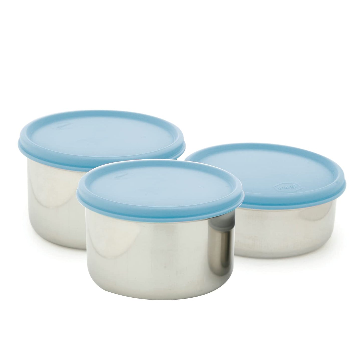 Gluman Steel Lunch Box | 3 Steel Containers with BPA-Free Lids (500 ml, 350 ml & 350 ml) | Ideal for Office, School, College | Leakproof Insulated Lunch Box with Fabric Bag (Blue)