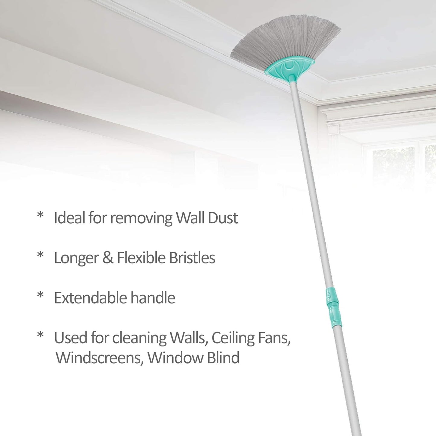 kitchenKing Jala Cobweb Cleaning Broom/Extendable Handle Gobhi Jala Broom for Dusting(1.5 M) Fiber Dry Broom (Green, 2 Units)