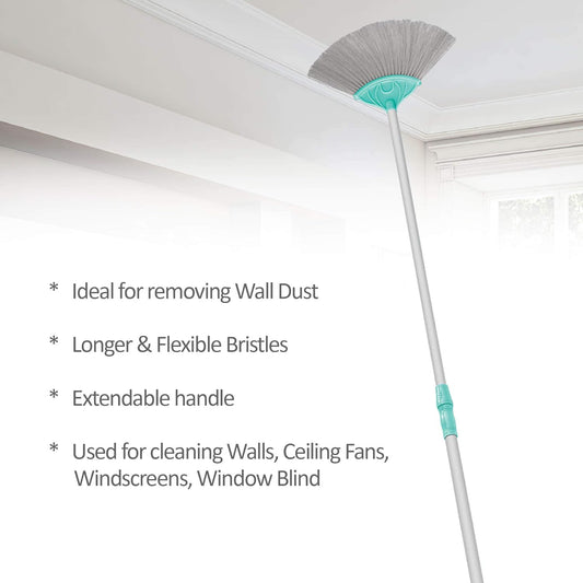 kitchenKing Jala Cobweb Cleaning Broom/Extendable Handle Gobhi Jala Broom for Dusting(1.5 M) Fiber Dry Broom (Green, 2 Units)