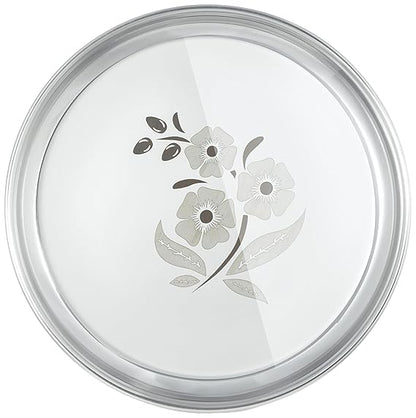 FinoFox Classy & Designer Stainless Steel Thali / Khumcha / Dinner Plate (Pack of 4)