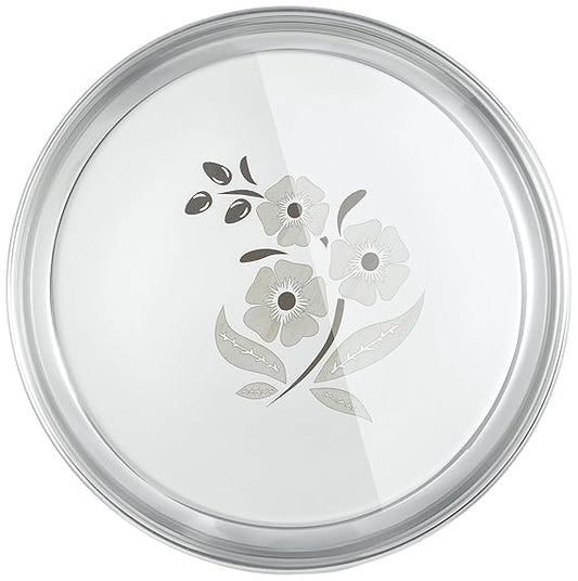 FinoFox Classy & Designer Stainless Steel Thali / Khumcha / Dinner Plate (Pack of 4)