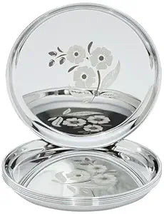 FinoFox Classy & Designer Stainless Steel Thali / Khumcha / Dinner Plate (Pack of 4)