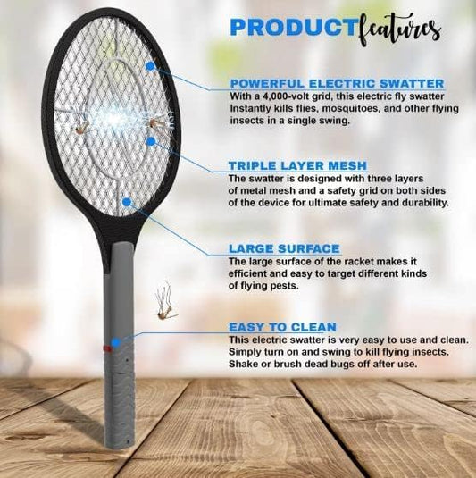Amazon Brand - Solimo Anti-Mosquito Racquet, Insect Killer Bat with Rechargeable 250 mAh Battery (Blue)