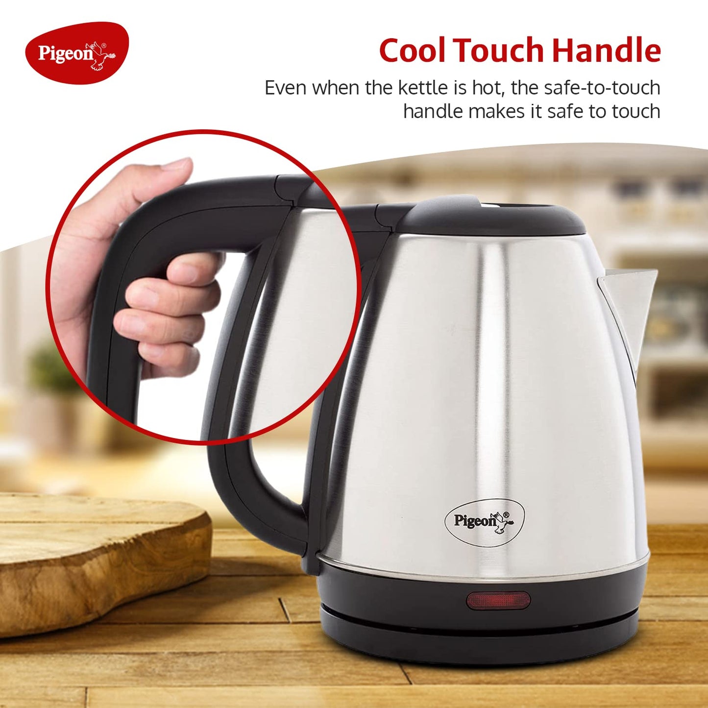 Pigeon Amaze Plus Electric Kettle with Stainless Steel Body, 1.5 litre, used for boiling Water, making tea and coffee, instant noodles, soup etc. (Silver)