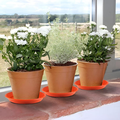 spyLove Flower Pot Saucer Base Plate Planter Tray 6 inch Terracotta Plant Container Set (Pack of 12, Plastic)