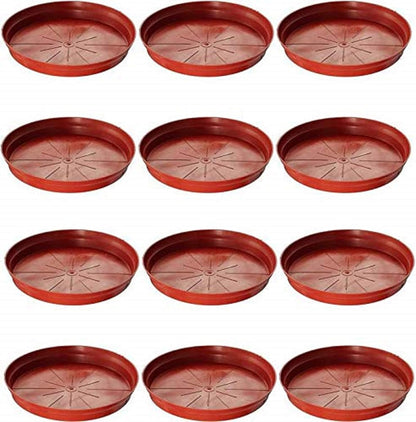 spyLove Flower Pot Saucer Base Plate Planter Tray 6 inch Terracotta Plant Container Set (Pack of 12, Plastic)