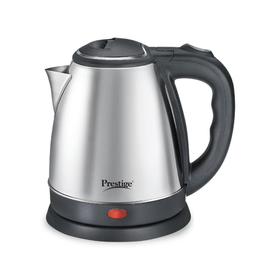 Prestige 1.5 litter Stainless Steel Electric Kettle | 1350 Watts| Elegant Design | Cool-touch Handle and Lid | Automatic Cut-Off and Single-Touch Lid Locking. | Silver