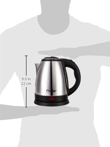Prestige 1.5 litter Stainless Steel Electric Kettle | 1350 Watts| Elegant Design | Cool-touch Handle and Lid | Automatic Cut-Off and Single-Touch Lid Locking. | Silver