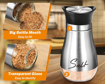 RRPLAST Salt & Pepper Set Glass, Stainless Steel (2 Piece)
