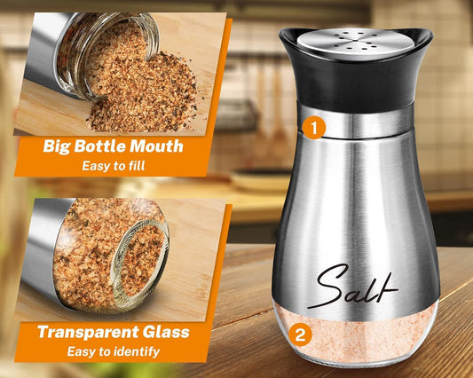 RRPLAST Salt & Pepper Set Glass, Stainless Steel (2 Piece)