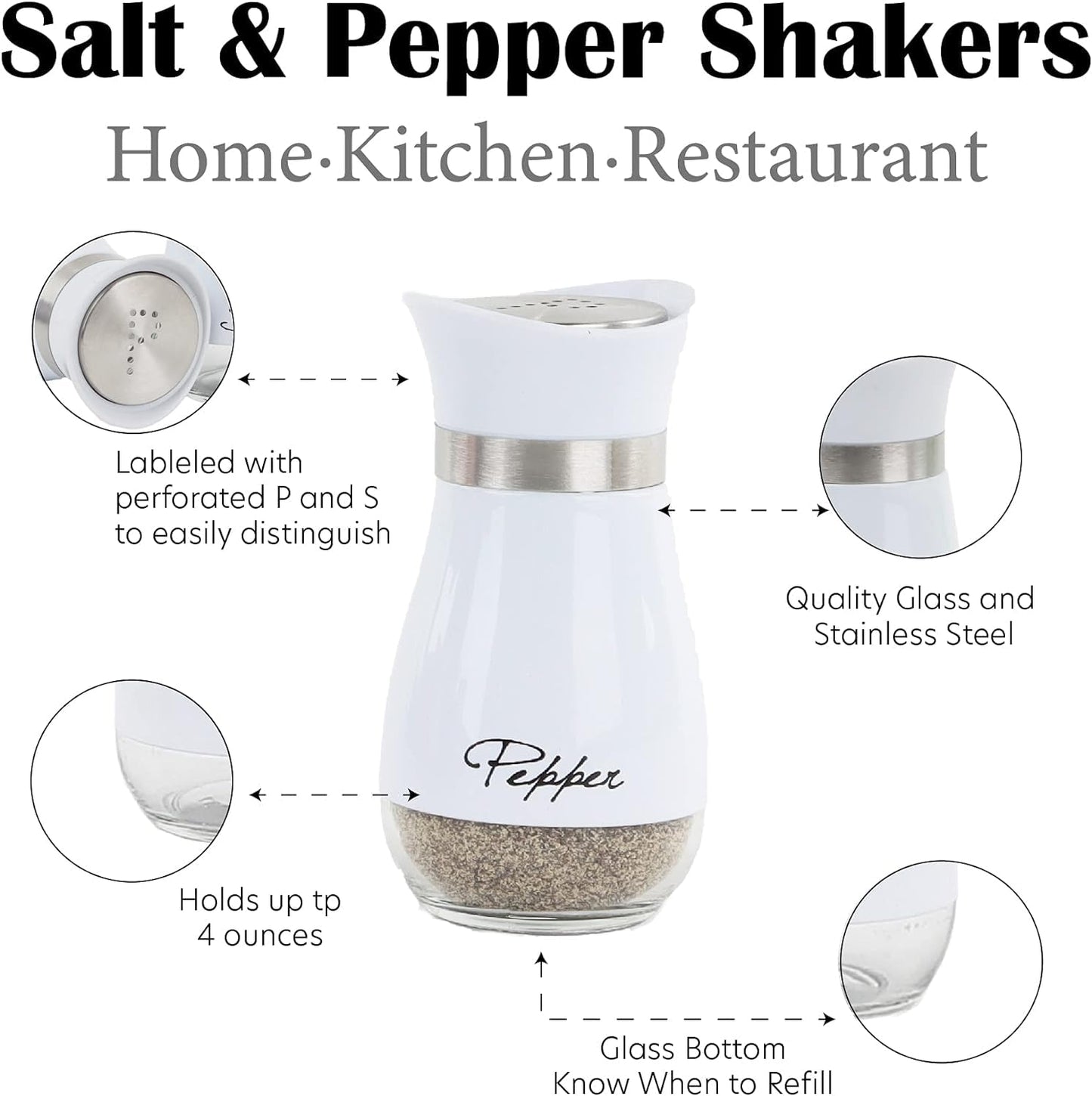 RRPLAST Salt & Pepper Set Glass, Stainless Steel (2 Piece)