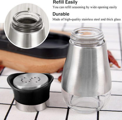 RRPLAST Salt & Pepper Set Glass, Stainless Steel (2 Piece)