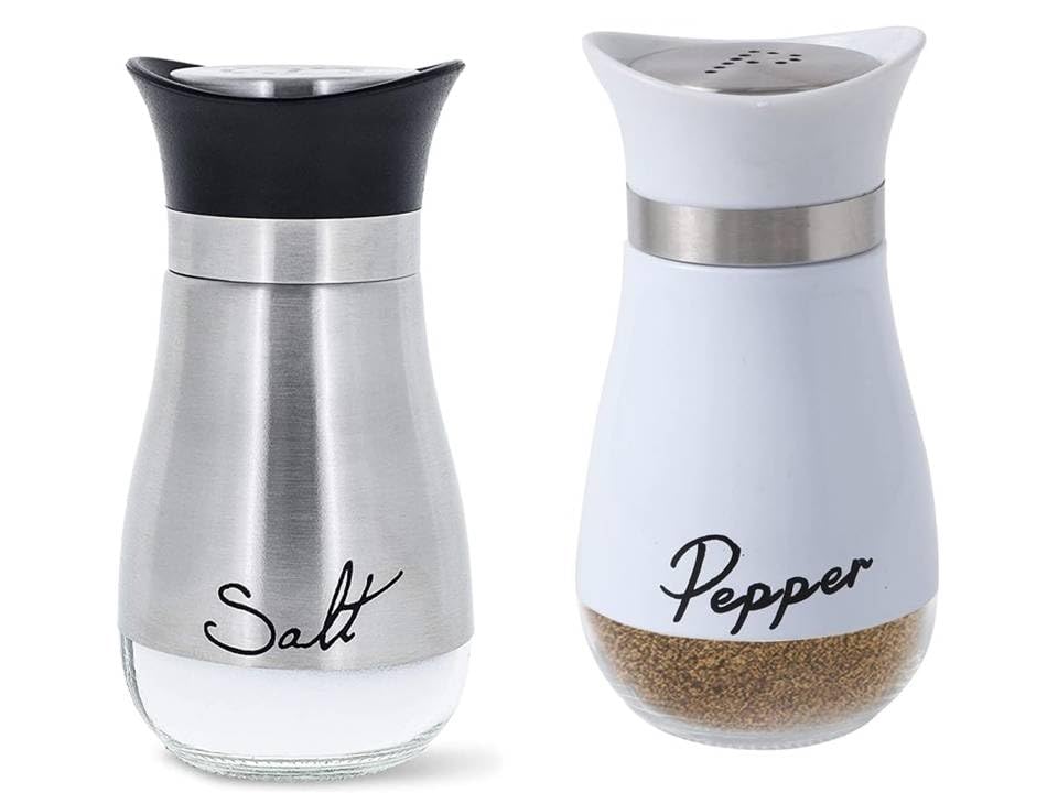 RRPLAST Salt & Pepper Set Glass, Stainless Steel (2 Piece)