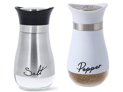 RRPLAST Salt & Pepper Set Glass, Stainless Steel (2 Piece)