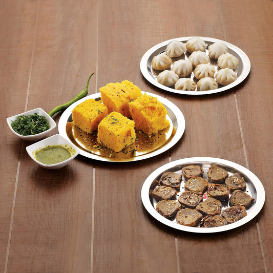 RRPLAST Steel Cover Lid with Holes Colander (Steel Pack of 3)