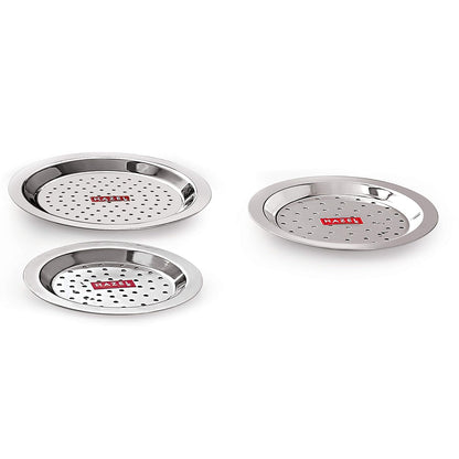 RRPLAST Steel Cover Lid with Holes Colander (Steel Pack of 3)