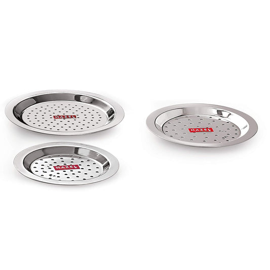 RRPLAST Steel Cover Lid with Holes Colander (Steel Pack of 3)