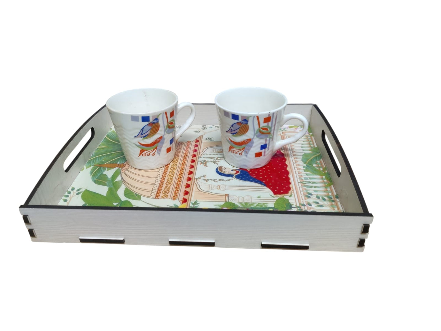 RRPLAST WOODEN FLOWER PRINT SERVING TRAY Tray Serving Set (Pack of 1)