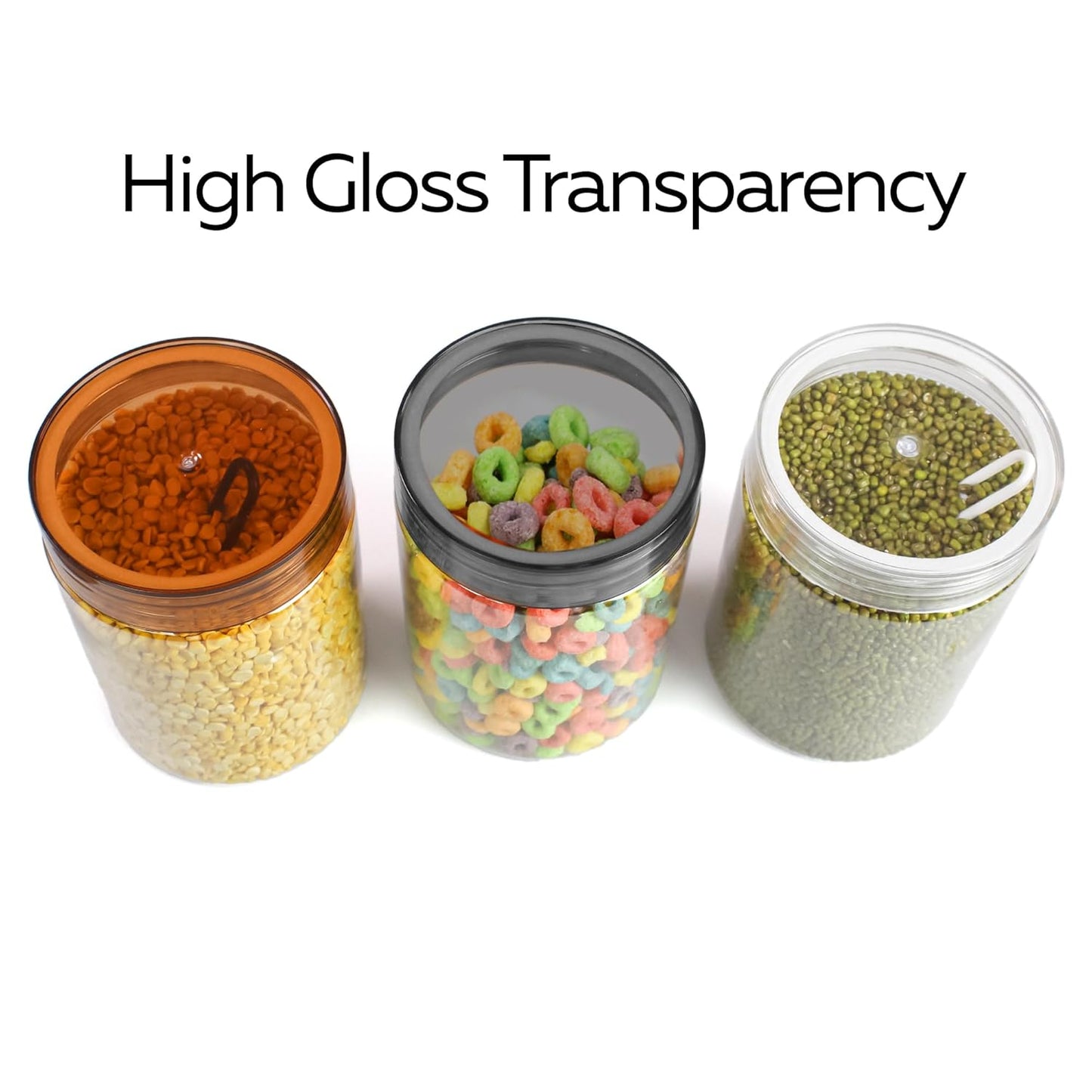 Truplast COCO Plastic Containers for Kitchen Storage | Plastic Container Set with Spoon | BPA-Free, Stackable Jars |(Set of 3)