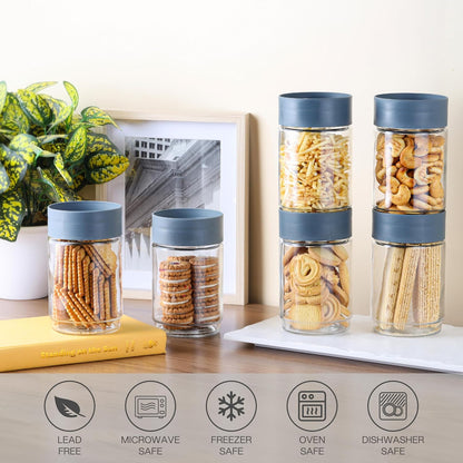 TRUPLAST Glassy Storage Jar Set of 3 | PLASTIC Jar with Lid | Stackable | For Grains, Pulses, Spice, Cereals, Cookies, Dry Fruits | Fridge Storage Container