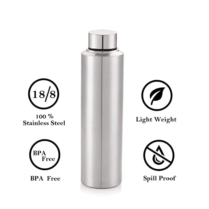 RRPLAST 1000 ml Stainless Steel Bottle (Pack of 6, Silver)