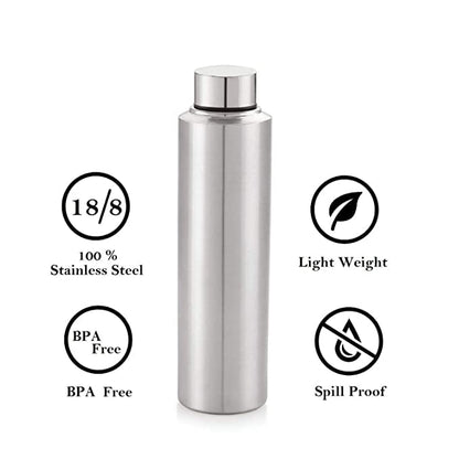 RRPLAST 1000 ml Stainless Steel Bottle (Pack of 6, Silver)
