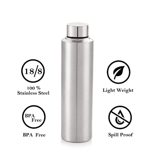 RRPLAST 1000 ml Stainless Steel Bottle (Pack of 6, Silver)