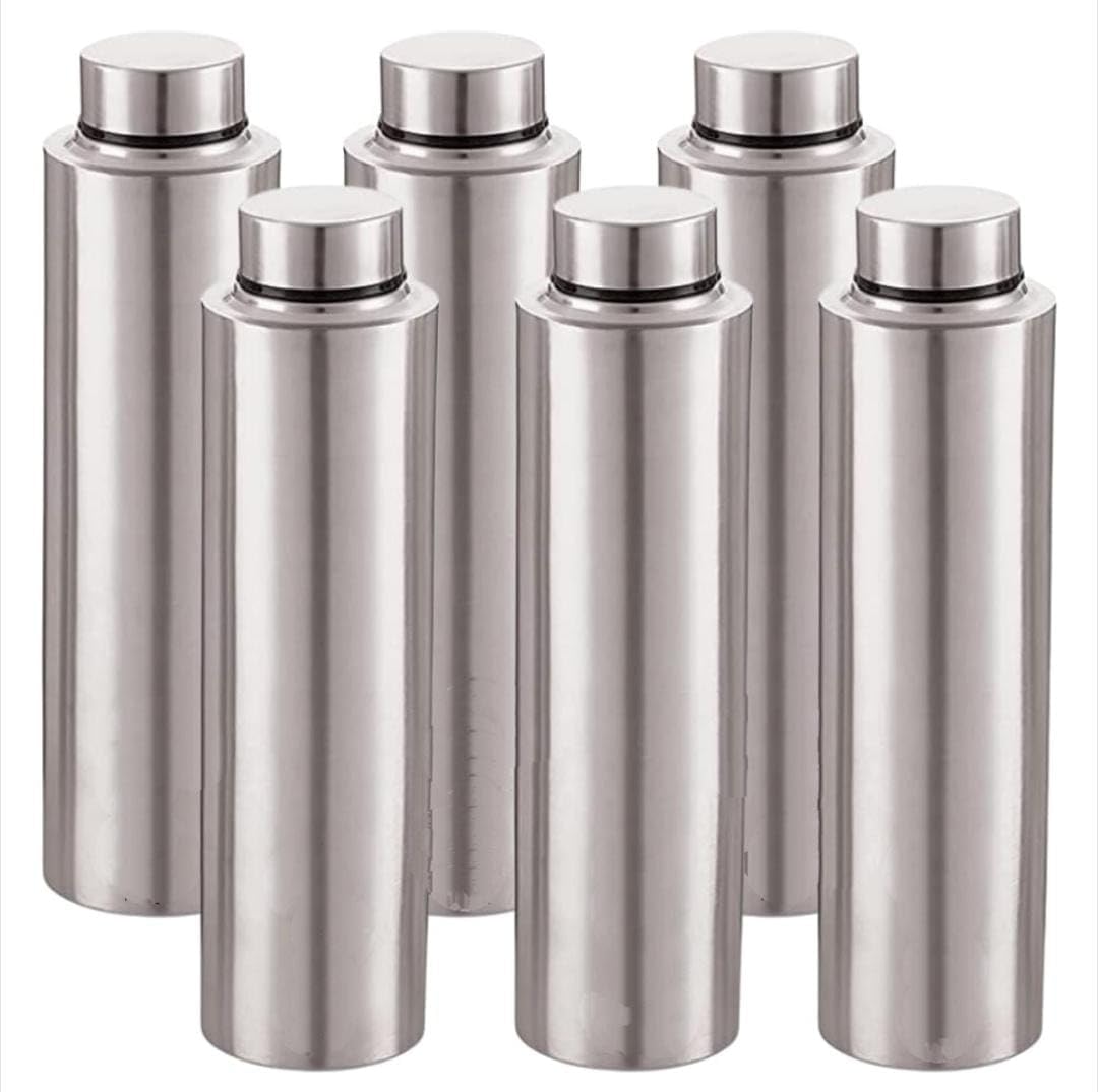RRPLAST 1000 ml Stainless Steel Bottle (Pack of 6, Silver)