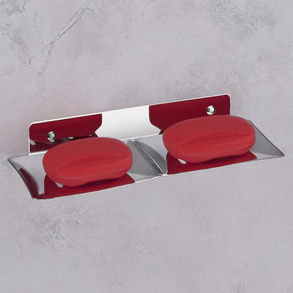 Stainless Steel Double Soap Dish/Soap Holder for Bathroom/Wall Mounted Soap Holder/Bathroom Accessories - (Chrome)