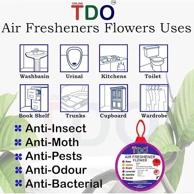 Toilet Bathroom Air Freshener Flowers block Rose, Jasmine,Lemon, Mogra,Sandal, Lavender Fragrances Pantry, Bathroom, Toilet, Wardrobe, wash Basin Pack Of 12 Each 60 Gram