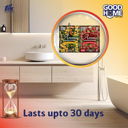 Good Home Air Freshener Aroma Gel |Long Lasting Premium Fragrance Booster |Skin Friendly for Home/Office/Bathrom |Luscious Strawberry 4 + 4 Tangy Orange |(Pack of 8, 10g x 8)