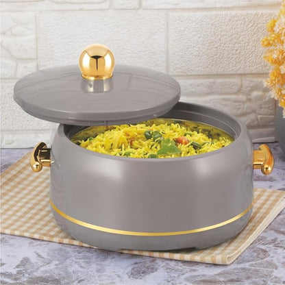 Modware Atlantis Casserole 2000ml Elegant Design Premium Hot Pot, Retains Temperature for Hours, Insulated Inner Steel Casserole for Roti, Hot Box for Home, Chapati Box, Serving Bowl with Lid (Grey)
