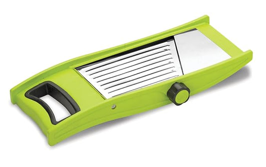 RITU Auto Rotate Adjustable Slicer with Large Safety Holder | Stainless Steel Blades | Spiral Vegetable Cutter for Salad, Fruits, Potatoes | Multipurpose Kitchen Tool | Easy to Use | Multicolor