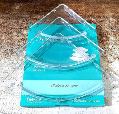 Corner Shelf Super Clear | Unbreakable Transparent Bathroom Shelves | Multipurpose Use (Size 7 inch, 9 inch, 11 inch) - Set of 1 (3 Pieces)