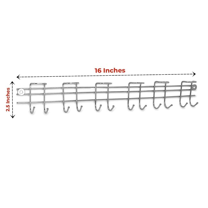 The Kitchen'S Best Steel Cutlery Holder | Spoon Hanger | Wall Mounted Stand - 12 Hooks | Stainless Steel | Multipurpose Stand For Wall| 1 Piece - Hanging Shelves