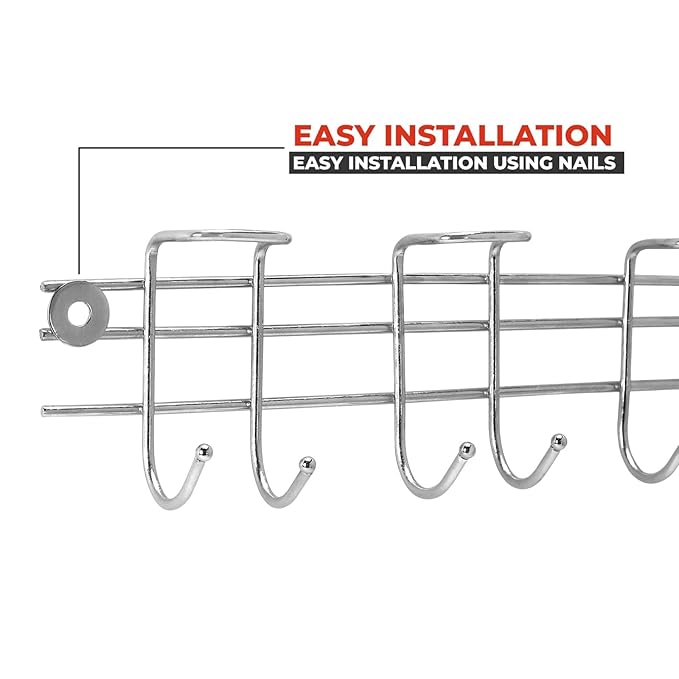 The Kitchen'S Best Steel Cutlery Holder | Spoon Hanger | Wall Mounted Stand - 12 Hooks | Stainless Steel | Multipurpose Stand For Wall| 1 Piece - Hanging Shelves