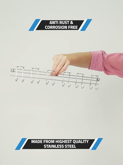 The Kitchen'S Best Steel Cutlery Holder | Spoon Hanger | Wall Mounted Stand - 12 Hooks | Stainless Steel | Multipurpose Stand For Wall| 1 Piece - Hanging Shelves