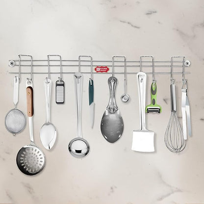 The Kitchen'S Best Steel Cutlery Holder | Spoon Hanger | Wall Mounted Stand - 12 Hooks | Stainless Steel | Multipurpose Stand For Wall| 1 Piece - Hanging Shelves