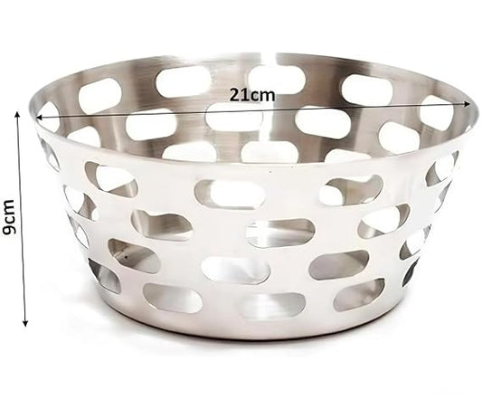 RRPLAST Round Bread Basket/Roti/Chapat/Naan Tokri 20cm Colander (Steel Pack of 1)