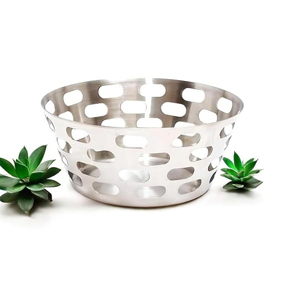 RRPLAST Round Bread Basket/Roti/Chapat/Naan Tokri 20cm Colander (Steel Pack of 1)