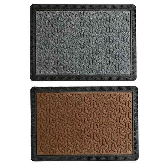 Indoor/Outdoor Heavy Duty Doormat Natural Rubber Sturdy for All Season Water Absorbent/dust Resistant Entrance Doormat for Elegant Look||Grey Browm combo60x40cm